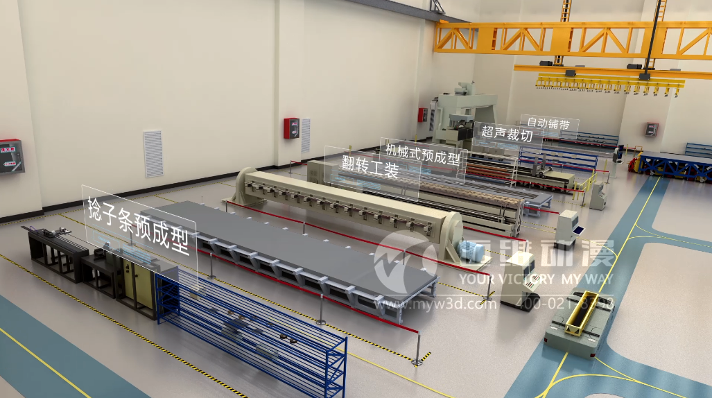 復(fù)合材料長桁自動化制造三維演示動畫 復(fù)合材料長桁自動化制造三維演示動畫