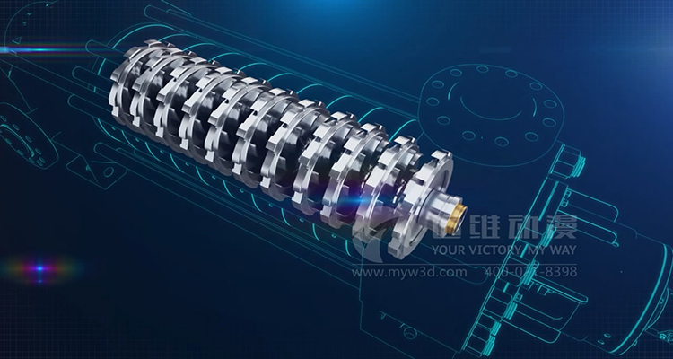 邁維動漫用三維動畫的演示凸輪式雙轉子泵工作原理(圖2)