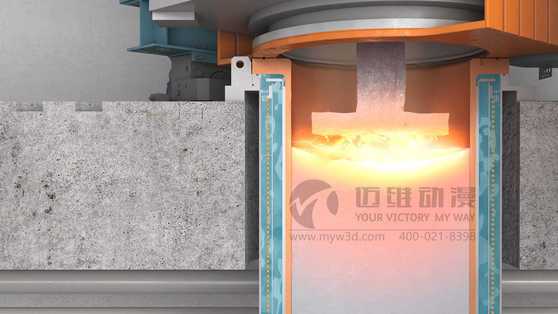 真空自耗-特鋼冶煉工藝三維動畫展示(圖3) 真空自耗-特鋼冶煉工藝三維動畫展示(圖3)