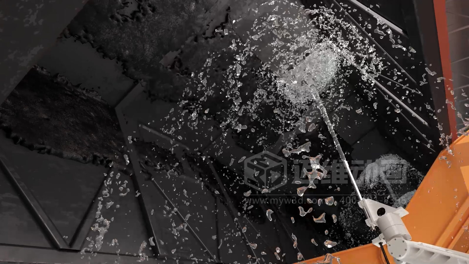 智能工廠工藝流程展示如何做到直觀易懂？工業(yè)3D動(dòng)畫制作實(shí)景還原火車廂余料自動(dòng)化清洗全流程(圖2)