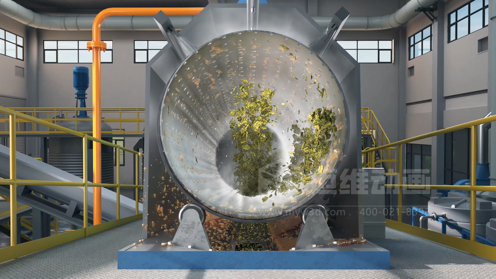 餐廚垃圾處理工藝三維動畫(圖4) 餐廚垃圾處理工藝三維動畫(圖4)