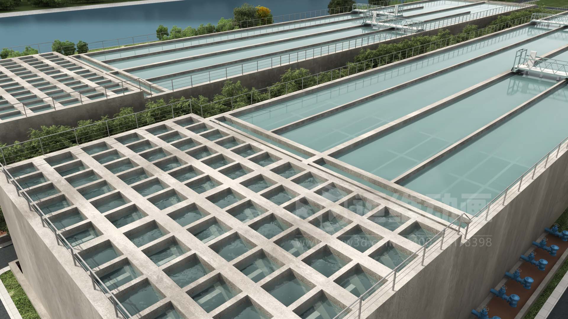 二次供水 - 水處理行業(yè)絮凝反應(yīng)裝置三維動(dòng)畫(圖5)